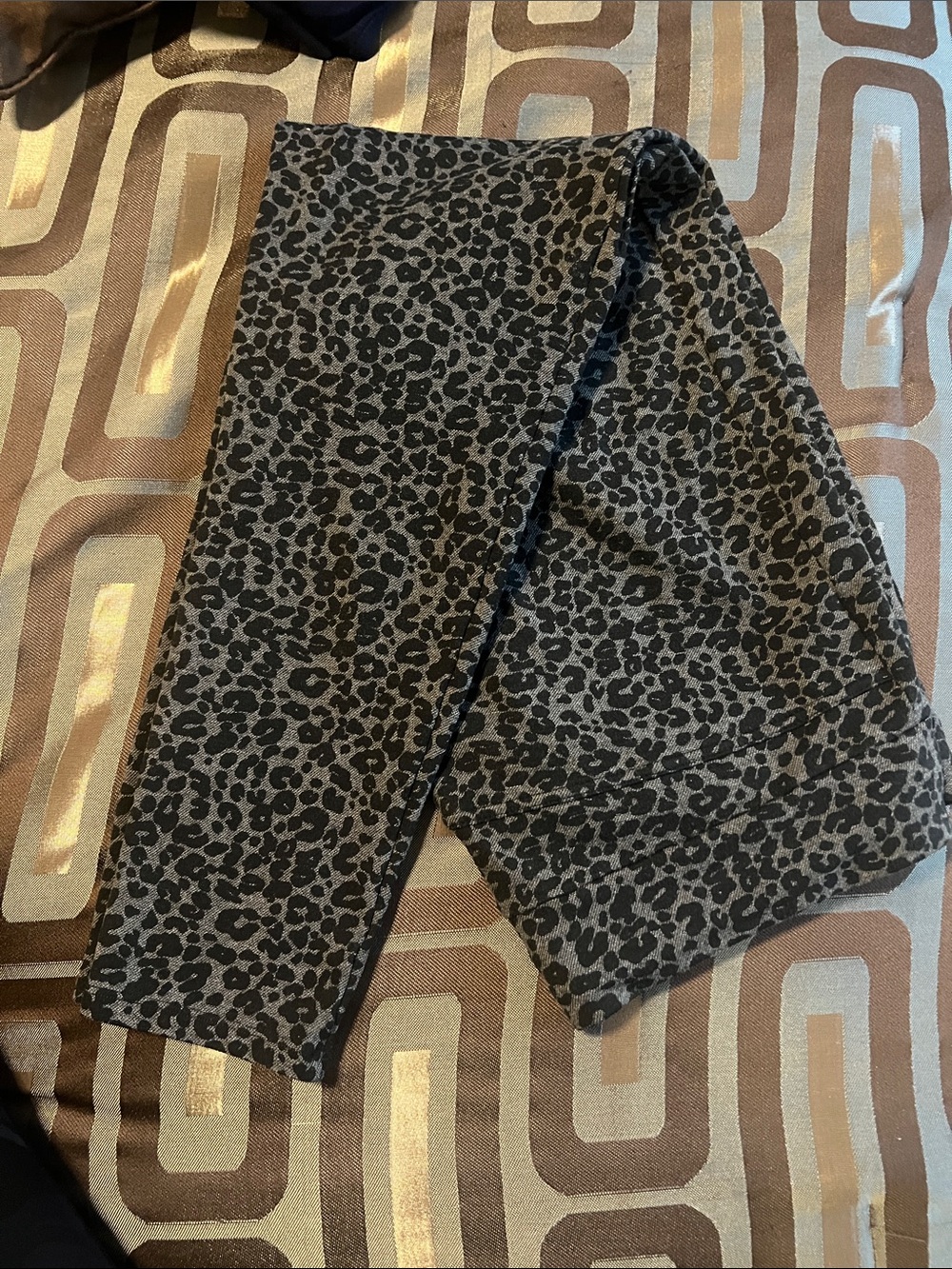 LOFT Gray and Black Leopard Print Leggings